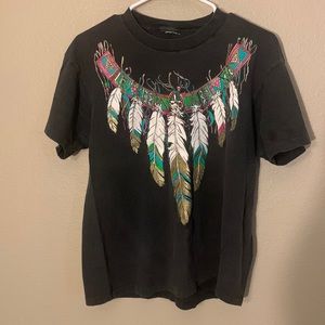 Black Womens Vintage single stitch Native American feather T Shirt